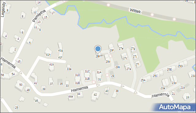 Kraków, Hamernia, 29h, mapa Krakowa