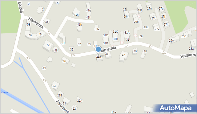 Kraków, Hamernia, 44a, mapa Krakowa