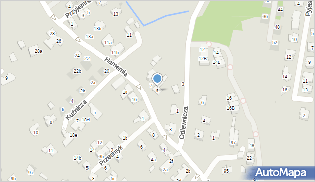 Kraków, Hamernia, 5, mapa Krakowa