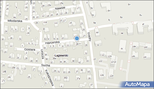 Kraków, Harcerska, 15, mapa Krakowa