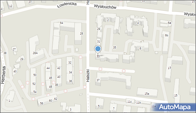 Kraków, Halszki, por., 33, mapa Krakowa