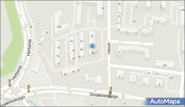 Kraków, Halszki, por., 36, mapa Krakowa