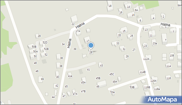 Krynica-Zdrój, Halna, 19, mapa Krynica-Zdrój