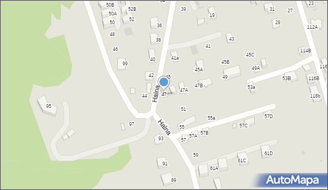 Krynica-Zdrój, Halna, 47, mapa Krynica-Zdrój