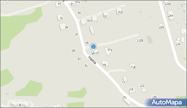 Krynica-Zdrój, Halna, 67, mapa Krynica-Zdrój