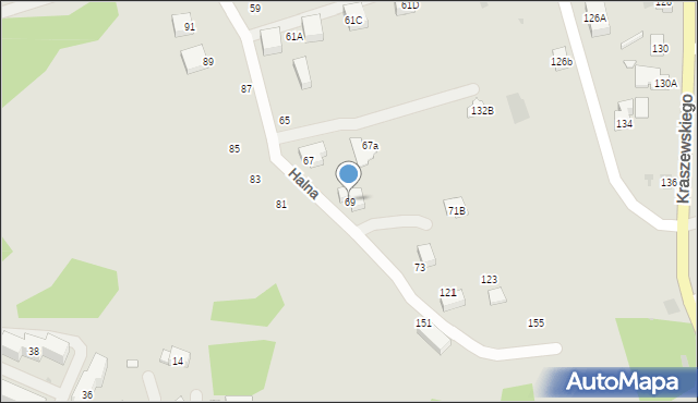 Krynica-Zdrój, Halna, 69, mapa Krynica-Zdrój