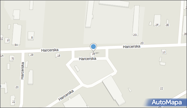 Łapy, Harcerska, 16, mapa Łapy