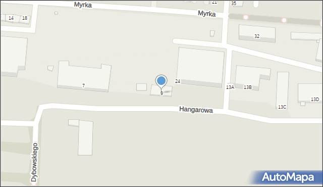 Legnica, Hangarowa, 9, mapa Legnicy