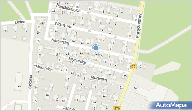 Leszno, Harcerska, 7, mapa Leszno