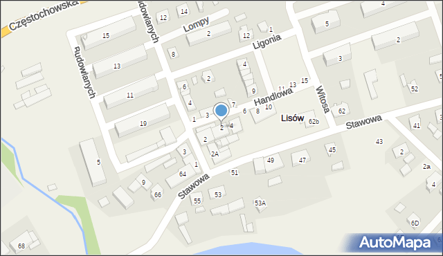 Lisów, Handlowa, 2, mapa Lisów