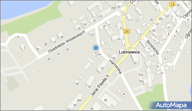 Lubniewice, Harcerska, 1, mapa Lubniewice