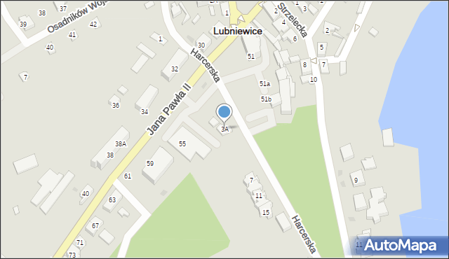 Lubniewice, Harcerska, 3A, mapa Lubniewice