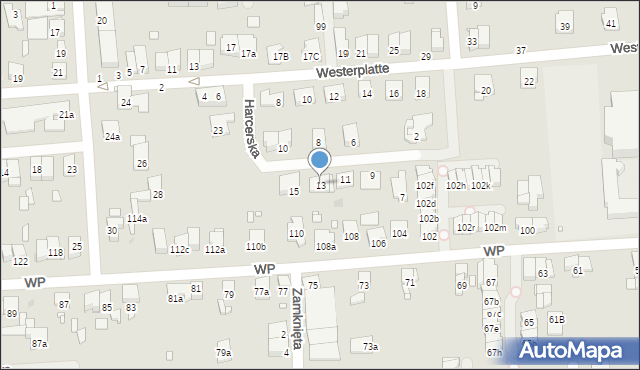 Luboń, Harcerska, 13, mapa Luboń