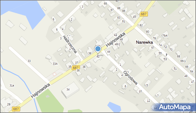 Narewka, Hajnowska, 42, mapa Narewka