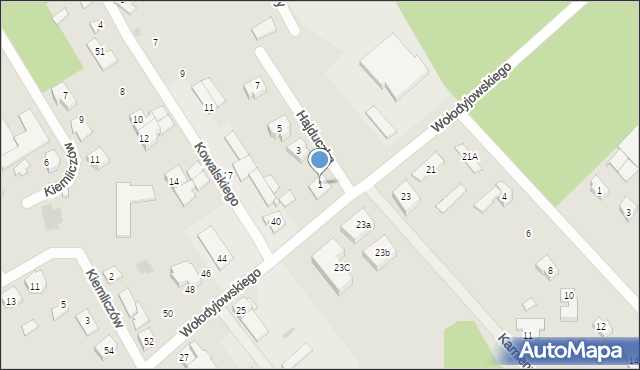 Ostrów Mazowiecka, Hajduczka, 1, mapa Ostrów Mazowiecka