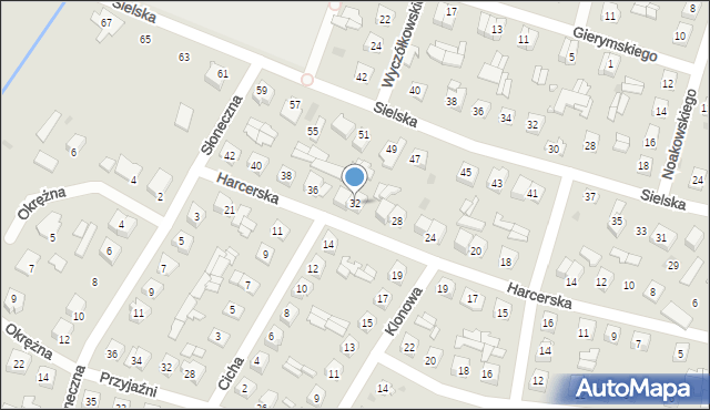 Ostrów Mazowiecka, Harcerska, 32, mapa Ostrów Mazowiecka