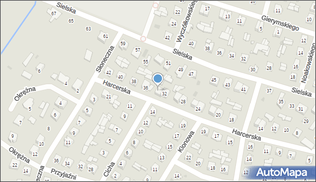 Ostrów Mazowiecka, Harcerska, 34, mapa Ostrów Mazowiecka
