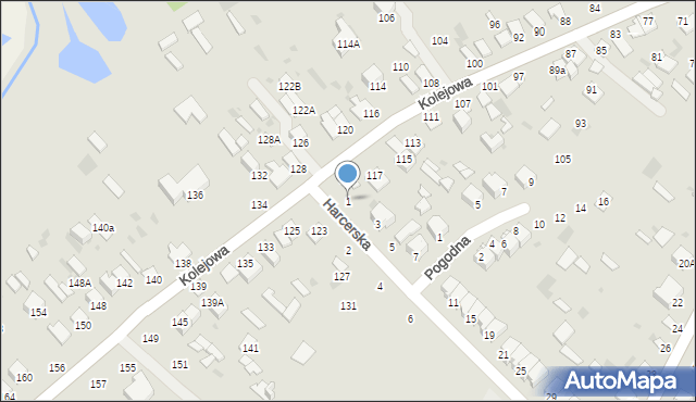 Parczew, Harcerska, 1, mapa Parczew