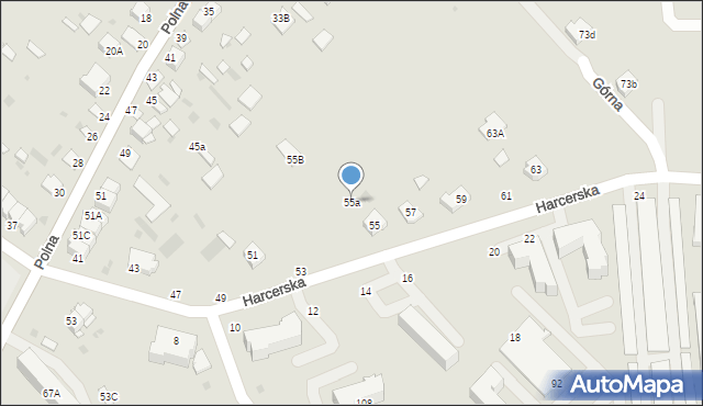 Parczew, Harcerska, 55a, mapa Parczew
