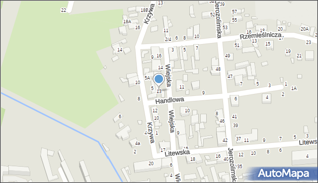 Piotrków Trybunalski, Handlowa, 13, mapa Piotrków Trybunalski