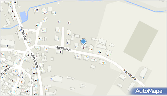 Poniec, Harcerska, 1, mapa Poniec