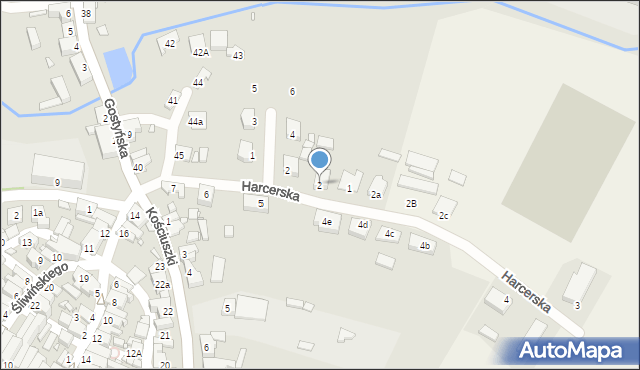 Poniec, Harcerska, 2, mapa Poniec