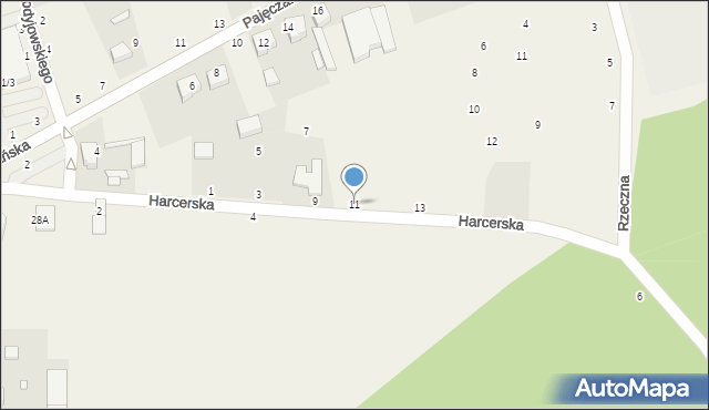 Popów, Harcerska, 11, mapa Popów