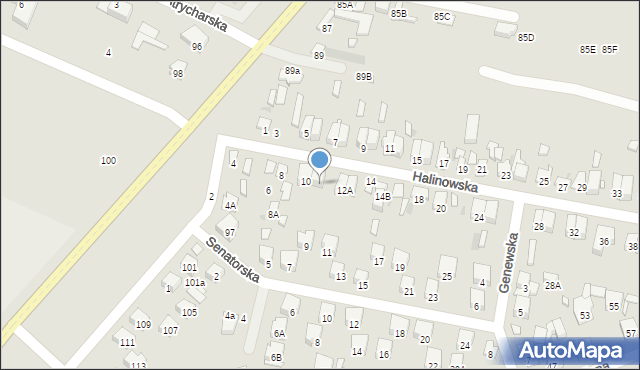 Radom, Halinowska, 12, mapa Radomia