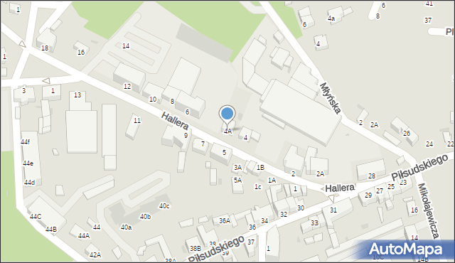 Rawicz, Hallera Józefa, gen., 4A, mapa Rawicz