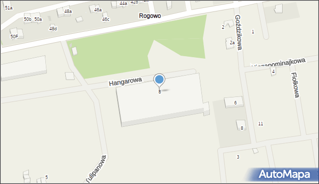 Rogowo, Hangarowa, 8, mapa Rogowo