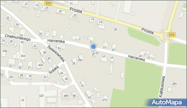 Rybnik, Harcerska, 10, mapa Rybnika