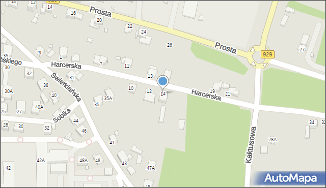 Rybnik, Harcerska, 14, mapa Rybnika