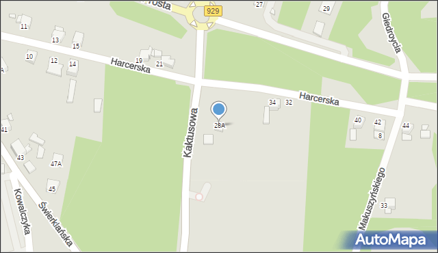 Rybnik, Harcerska, 28A, mapa Rybnika