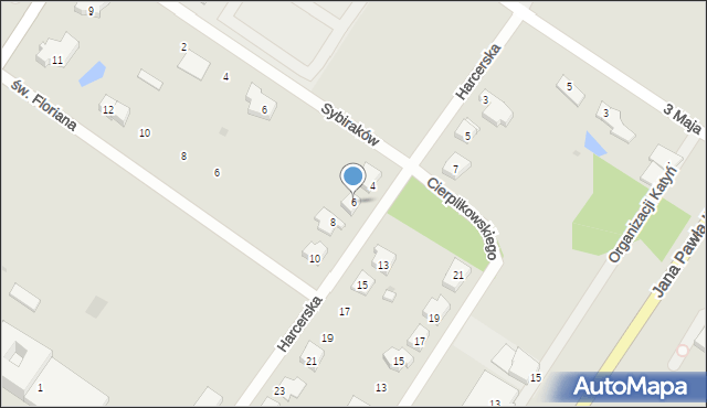 Sieradz, Harcerska, 6, mapa Sieradz