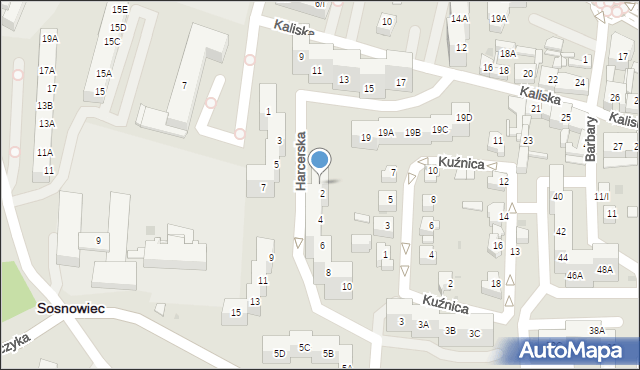 Sosnowiec, Harcerska, 2A, mapa Sosnowca