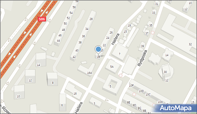 Sosnowiec, Hallera Józefa, gen., 18, mapa Sosnowca