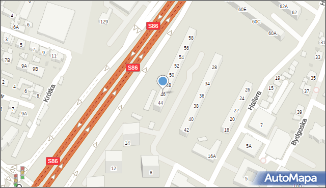 Sosnowiec, Hallera Józefa, gen., 46, mapa Sosnowca