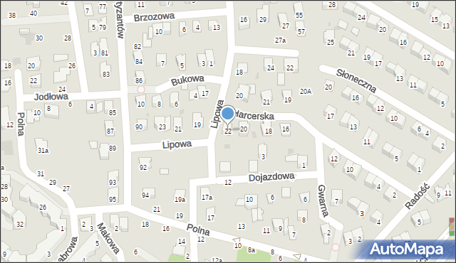 Świdnik, Harcerska, 22, mapa Świdnika