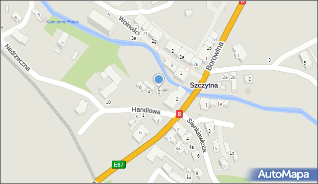 Szczytna, Handlowa, 2, mapa Szczytna