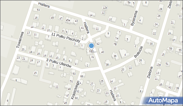 Tarnowskie Góry, Hallera Józefa, gen., 31c, mapa Tarnowskie Góry