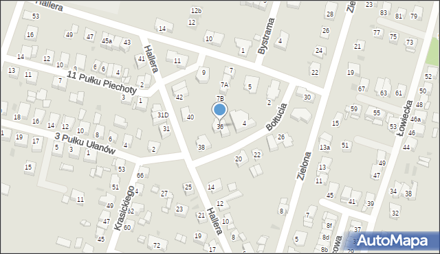 Tarnowskie Góry, Hallera Józefa, gen., 36, mapa Tarnowskie Góry