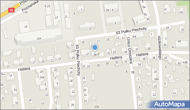 Toruń, Hallera Józefa, gen., 29, mapa Torunia