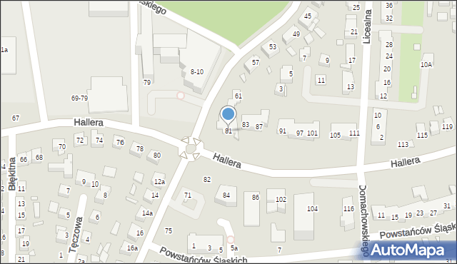 Toruń, Hallera Józefa, gen., 81, mapa Torunia