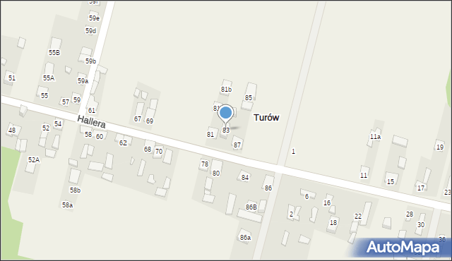 Turów, Hallera Józefa, gen., 83, mapa Turów