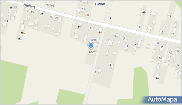 Turów, Hallera Józefa, gen., 86a, mapa Turów