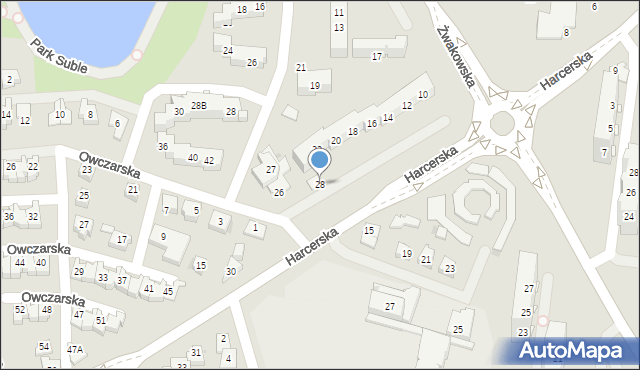 Tychy, Harcerska, 28, mapa Tychów