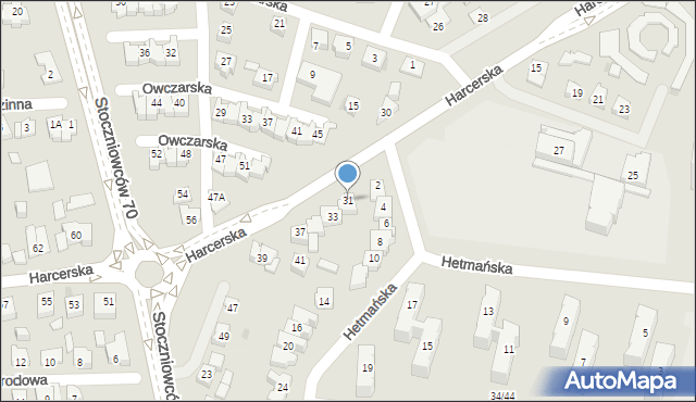 Tychy, Harcerska, 31, mapa Tychów