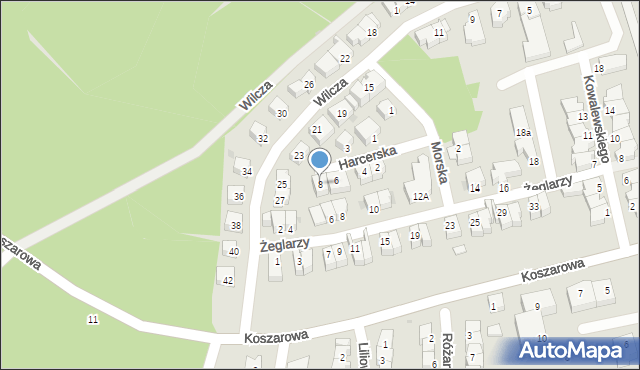 Ustka, Harcerska, 8, mapa Ustka