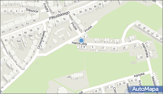 Wałbrzych, Harcerska, 2, mapa Wałbrzycha