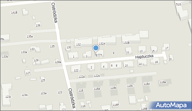 Warszawa, Hajduczka, 5, mapa Warszawy